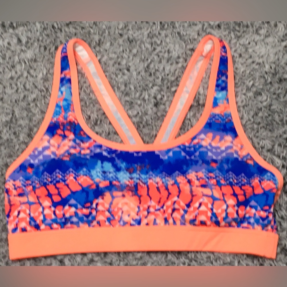 TYR Women's Size L 10/12 Coral Blue Active Wear Workout Bra Swim Top Large